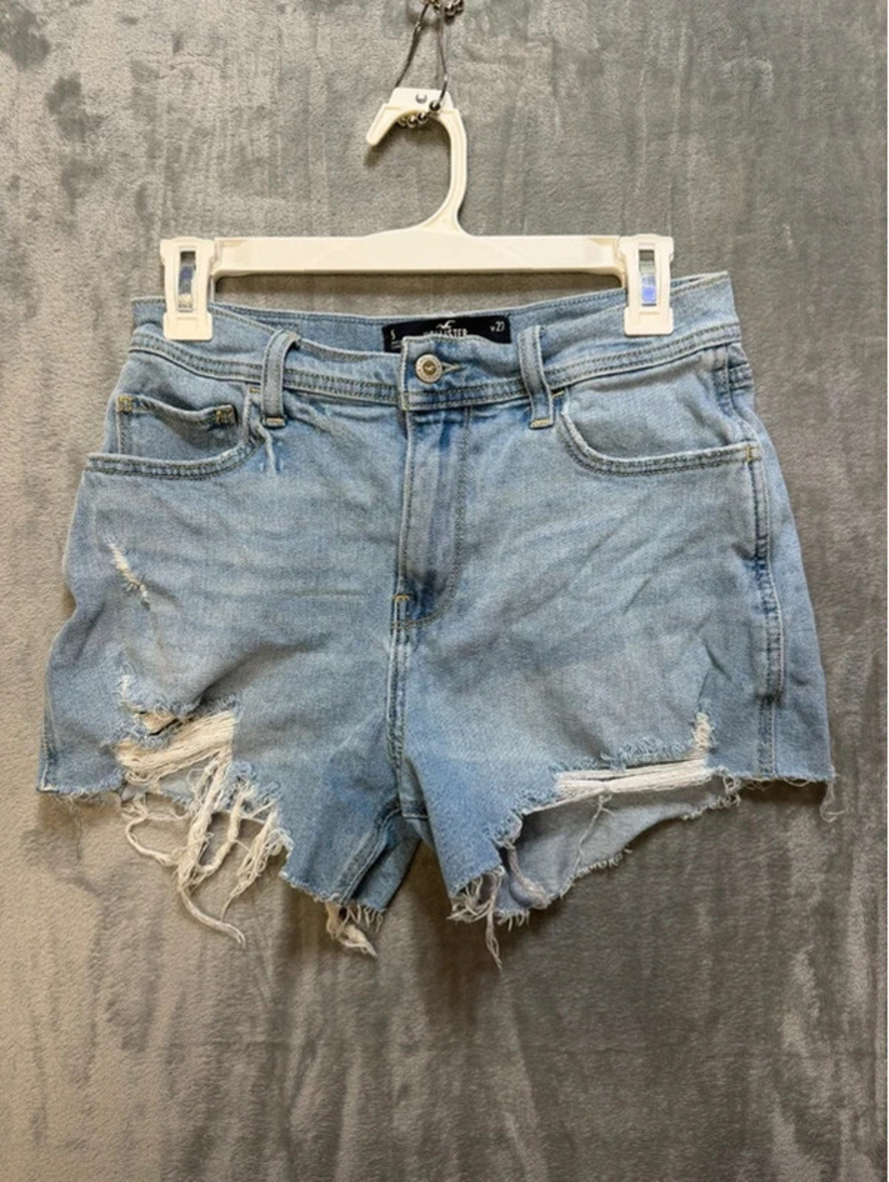 Hollister High Rise Vintage Short 4 Inch Distressed Denim Cut Off Light Wash 5